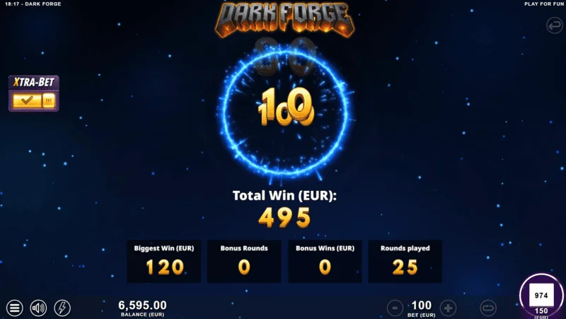 Dark Forge - bonusläge Super Free Spins med mörk palett